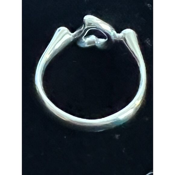 Authentic Tiffany&Co. Silver 925 Elsa Peretti Open Heart Ring With DiamondsSZ 7 - Picture 4 of 6